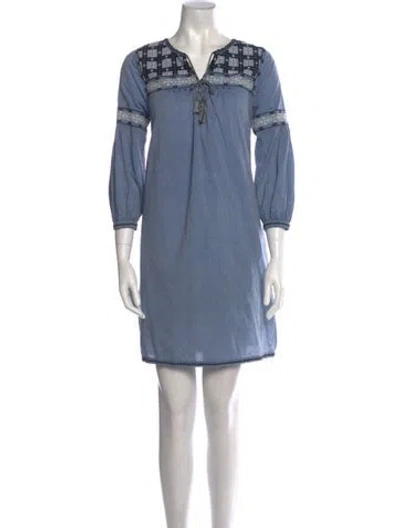 Pre-owned Ulla Johnson V-neck Mini Dress In Blue
