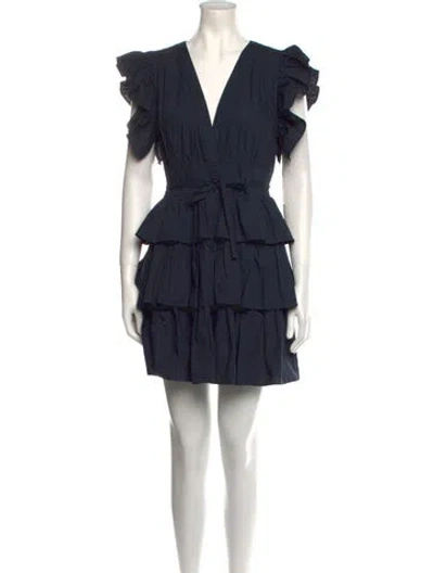 Pre-owned Ulla Johnson V-neck Mini Dress In Blue