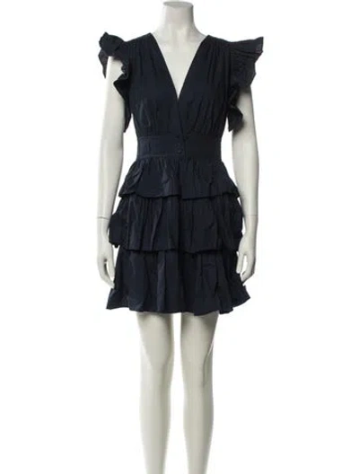 Pre-owned Ulla Johnson V-neck Mini Dress In Blue