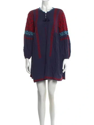 Pre-owned Ulla Johnson V-neck Mini Dress In Blue