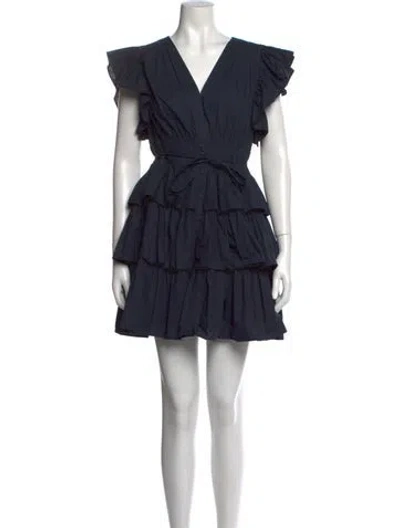 Pre-owned Ulla Johnson V-neck Mini Dress In Blue