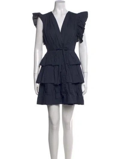 Pre-owned Ulla Johnson V-neck Mini Dress In Blue