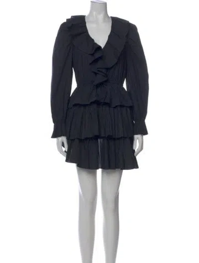 Pre-owned Ulla Johnson V-neck Mini Dress In Blue