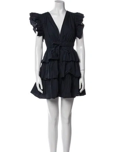Pre-owned Ulla Johnson V-neck Mini Dress In Blue