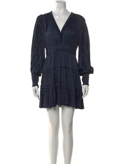 Pre-owned Ulla Johnson V-neck Mini Dress In Blue