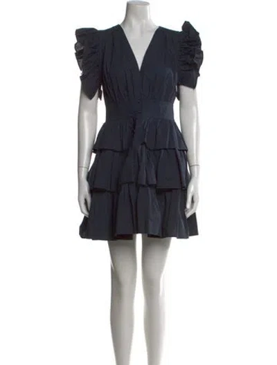Pre-owned Ulla Johnson V-neck Mini Dress In Blue