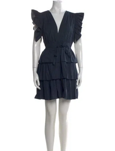 Pre-owned Ulla Johnson V-neck Mini Dress In Blue