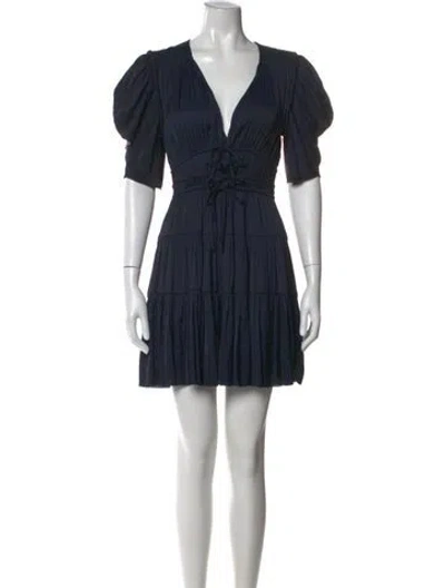 Pre-owned Ulla Johnson V-neck Mini Dress In Blue