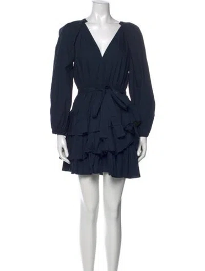 Pre-owned Ulla Johnson V-neck Mini Dress In Blue