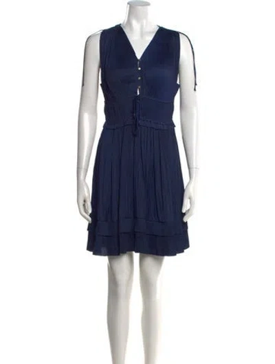 Pre-owned Ulla Johnson V-neck Mini Dress In Blue