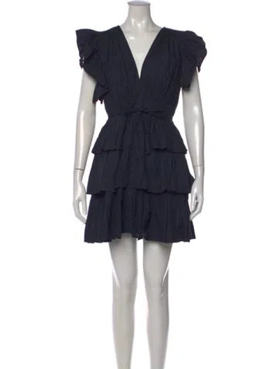 Pre-owned Ulla Johnson V-neck Mini Dress In Blue