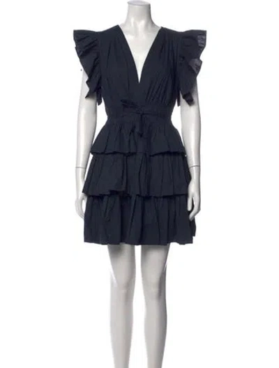 Pre-owned Ulla Johnson V-neck Mini Dress In Blue