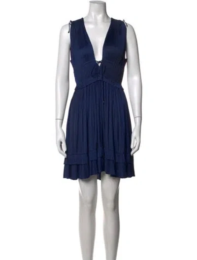 Pre-owned Ulla Johnson V-neck Mini Dress In Blue