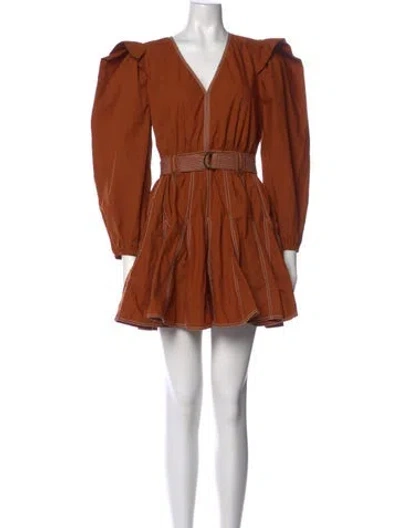 Pre-owned Ulla Johnson V-neck Mini Dress In Brown