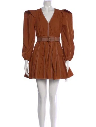 Pre-owned Ulla Johnson V-neck Mini Dress In Brown