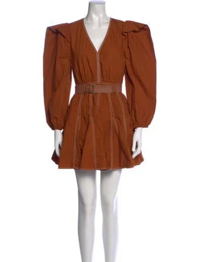 Pre-owned Ulla Johnson V-neck Mini Dress In Brown