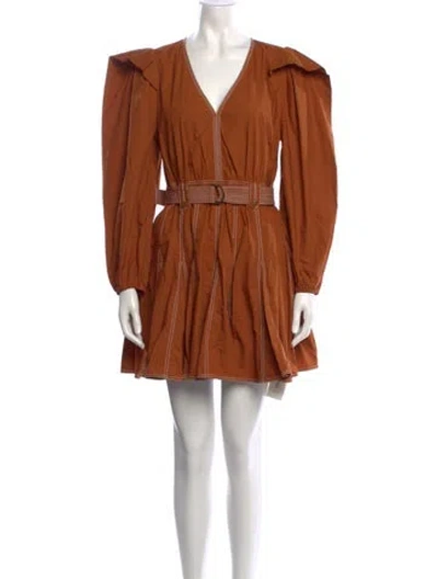 Pre-owned Ulla Johnson V-neck Mini Dress In Brown