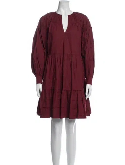 Pre-owned Ulla Johnson V-neck Mini Dress In Burgundy