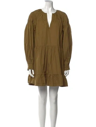 Pre-owned Ulla Johnson V-neck Mini Dress In Green