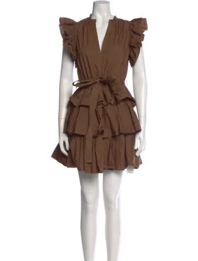 Pre-owned Ulla Johnson V-neck Mini Dress In Green