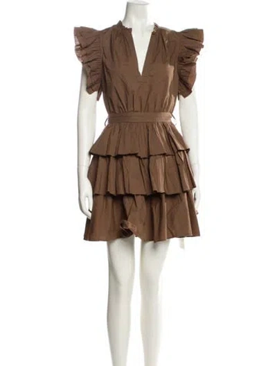 Pre-owned Ulla Johnson V-neck Mini Dress In Green