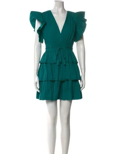 Pre-owned Ulla Johnson V-neck Mini Dress In Green