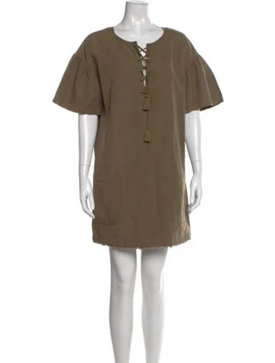 Pre-owned Ulla Johnson V-neck Mini Dress In Green