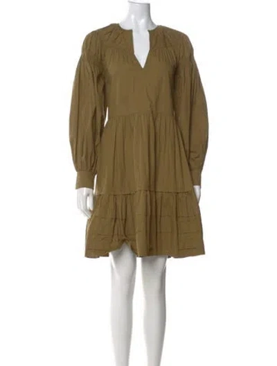 Pre-owned Ulla Johnson V-neck Mini Dress In Green