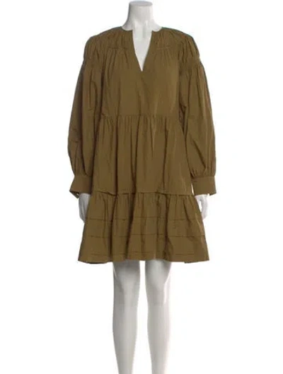 Pre-owned Ulla Johnson V-neck Mini Dress In Green