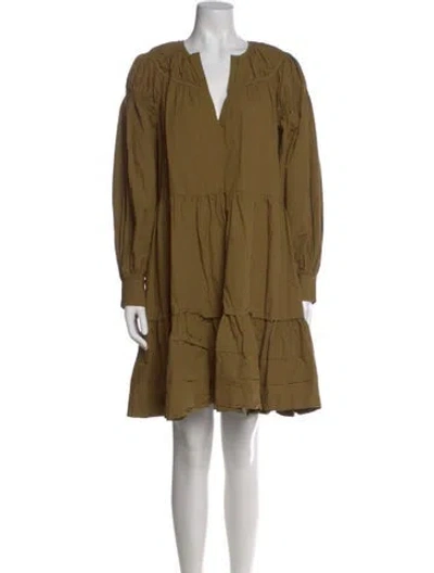 Pre-owned Ulla Johnson V-neck Mini Dress In Green