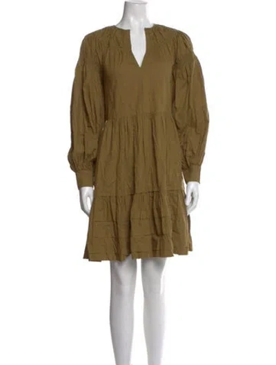 Pre-owned Ulla Johnson V-neck Mini Dress In Green
