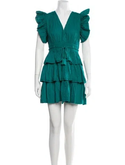 Pre-owned Ulla Johnson V-neck Mini Dress In Green