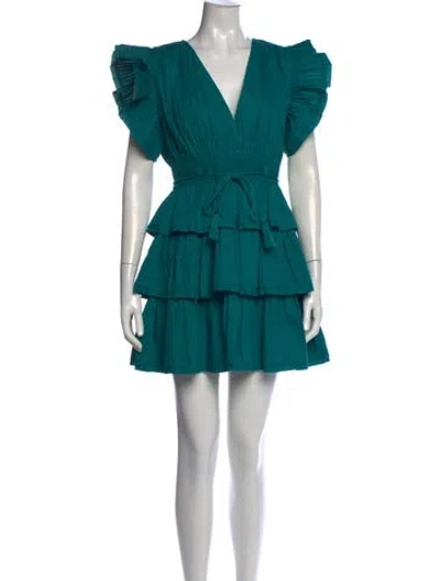 Pre-owned Ulla Johnson V-neck Mini Dress In Green