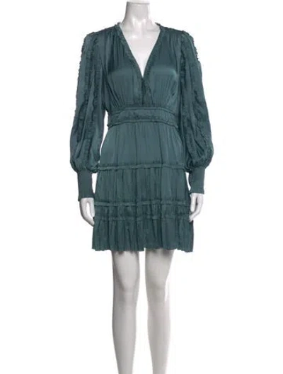 Pre-owned Ulla Johnson V-neck Mini Dress In Green