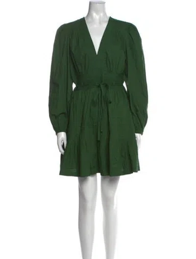Pre-owned Ulla Johnson V-neck Mini Dress In Green