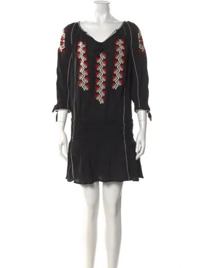 Pre-owned Ulla Johnson V-neck Mini Dress In Multi