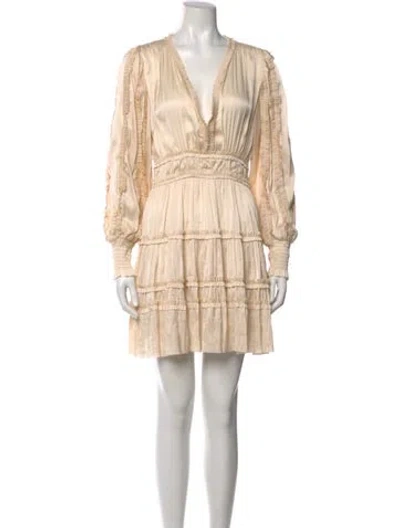 Pre-owned Ulla Johnson V-neck Mini Dress In Neutral