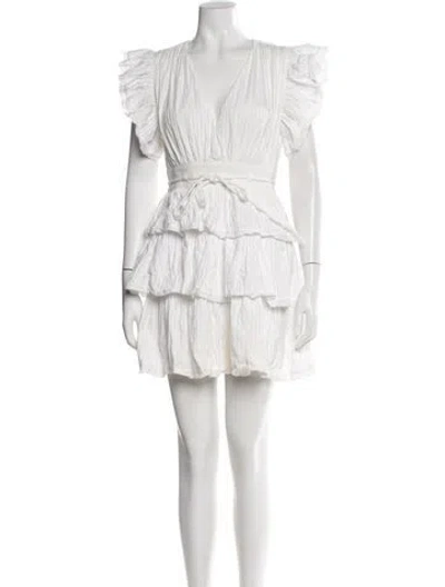 Pre-owned Ulla Johnson V-neck Mini Dress In Neutral