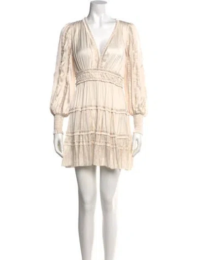 Pre-owned Ulla Johnson V-neck Mini Dress In Neutral