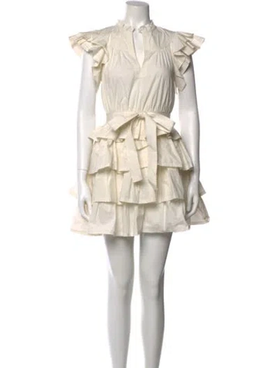 Pre-owned Ulla Johnson V-neck Mini Dress In Neutral