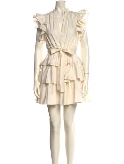 Pre-owned Ulla Johnson V-neck Mini Dress In Neutral