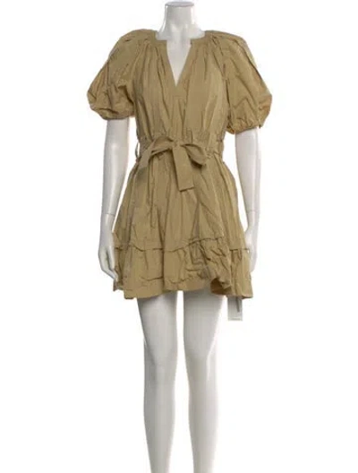 Pre-owned Ulla Johnson V-neck Mini Dress In Neutral