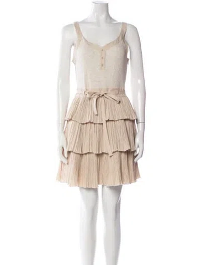 Pre-owned Ulla Johnson V-neck Mini Dress In Neutral