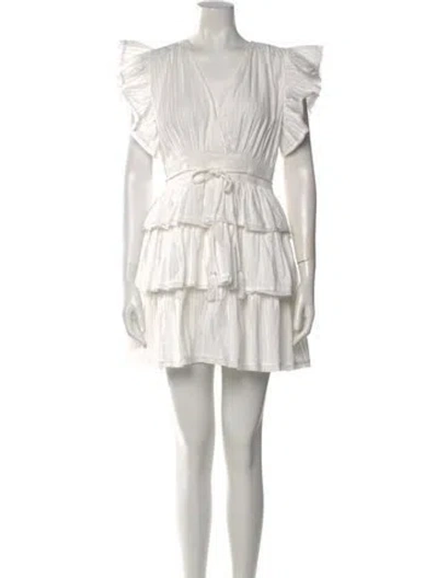 Pre-owned Ulla Johnson V-neck Mini Dress In Neutral