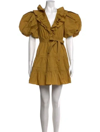 Pre-owned Ulla Johnson V-neck Mini Dress In Neutral