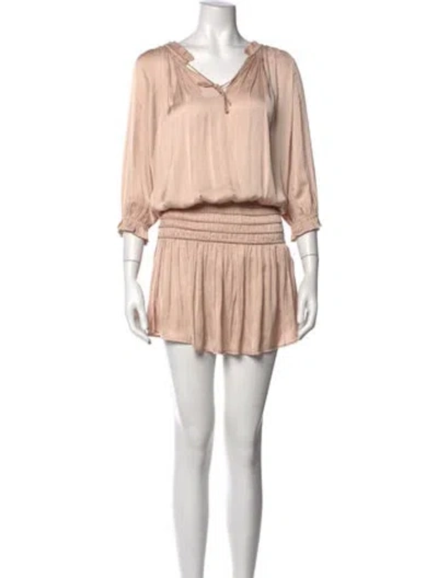 Pre-owned Ulla Johnson V-neck Mini Dress In Neutral