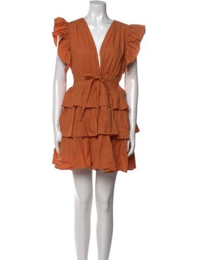Pre-owned Ulla Johnson V-neck Mini Dress In Orange