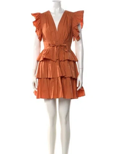 Pre-owned Ulla Johnson V-neck Mini Dress In Orange