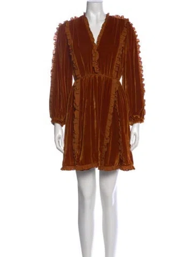 Pre-owned Ulla Johnson V-neck Mini Dress In Orange