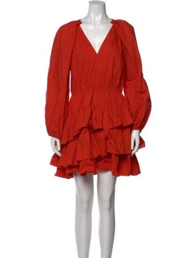 Pre-owned Ulla Johnson V-neck Mini Dress In Orange